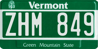 VT license plate ZHM849