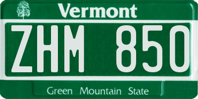 VT license plate ZHM850