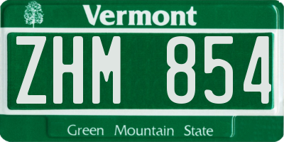 VT license plate ZHM854