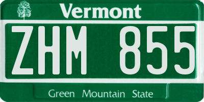 VT license plate ZHM855