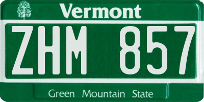VT license plate ZHM857