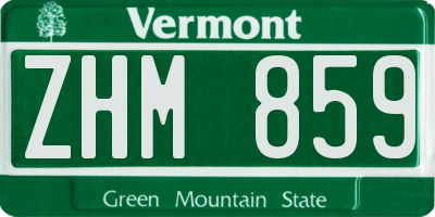 VT license plate ZHM859