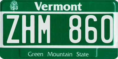 VT license plate ZHM860