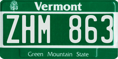 VT license plate ZHM863