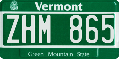 VT license plate ZHM865