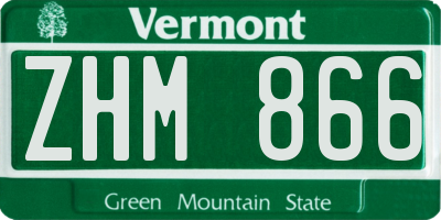 VT license plate ZHM866
