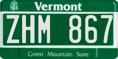 VT license plate ZHM867