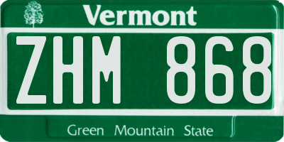 VT license plate ZHM868
