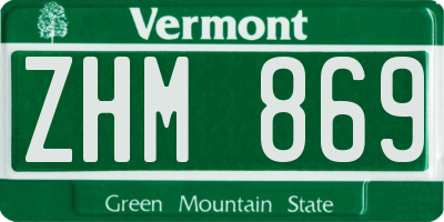 VT license plate ZHM869
