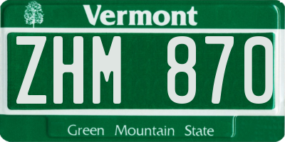 VT license plate ZHM870