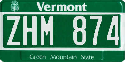 VT license plate ZHM874