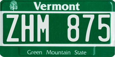 VT license plate ZHM875
