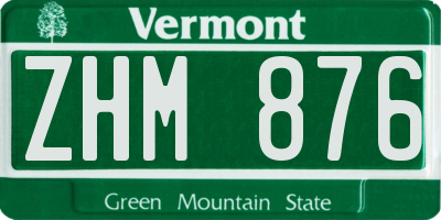 VT license plate ZHM876