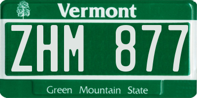 VT license plate ZHM877