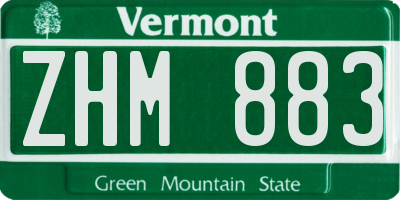 VT license plate ZHM883