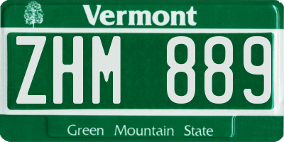 VT license plate ZHM889