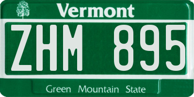 VT license plate ZHM895