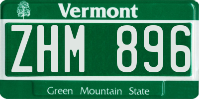 VT license plate ZHM896