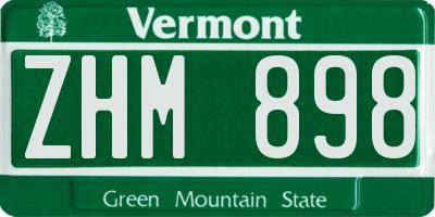 VT license plate ZHM898