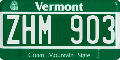 VT license plate ZHM903