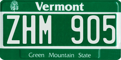 VT license plate ZHM905