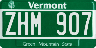 VT license plate ZHM907