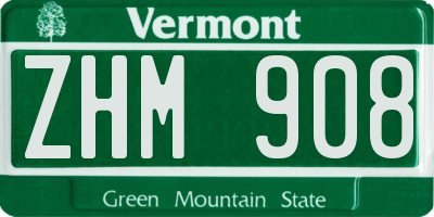 VT license plate ZHM908