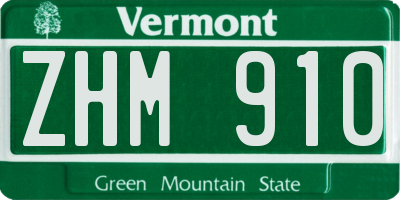 VT license plate ZHM910