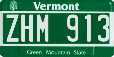 VT license plate ZHM913