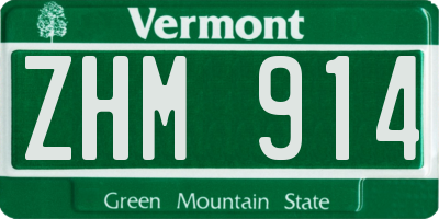 VT license plate ZHM914