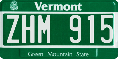 VT license plate ZHM915