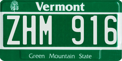 VT license plate ZHM916