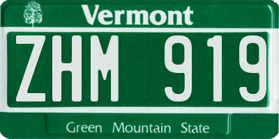 VT license plate ZHM919