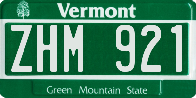 VT license plate ZHM921