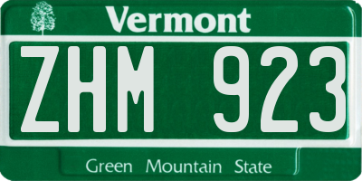 VT license plate ZHM923