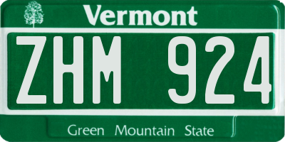 VT license plate ZHM924