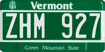 VT license plate ZHM927
