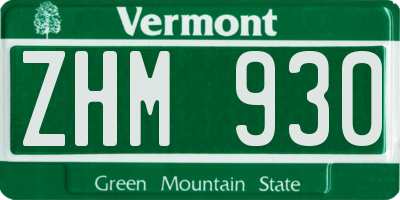 VT license plate ZHM930