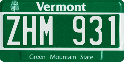 VT license plate ZHM931