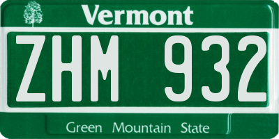 VT license plate ZHM932