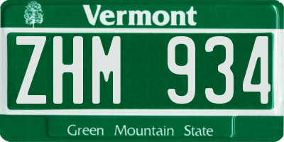 VT license plate ZHM934
