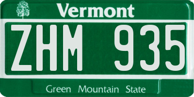 VT license plate ZHM935