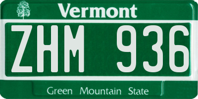 VT license plate ZHM936