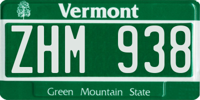 VT license plate ZHM938