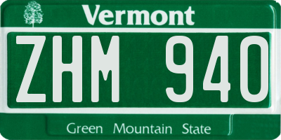 VT license plate ZHM940