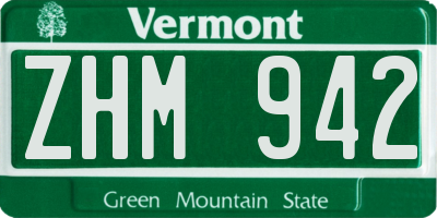 VT license plate ZHM942