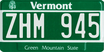 VT license plate ZHM945