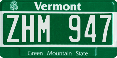 VT license plate ZHM947