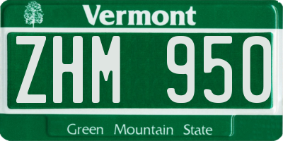 VT license plate ZHM950