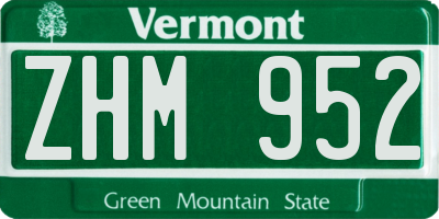VT license plate ZHM952